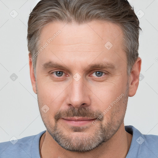 Neutral white adult male with short  brown hair and brown eyes