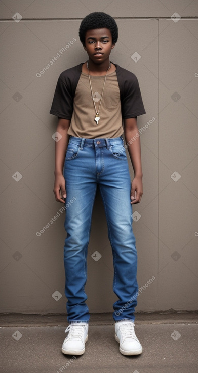 African american teenager male with  brown hair