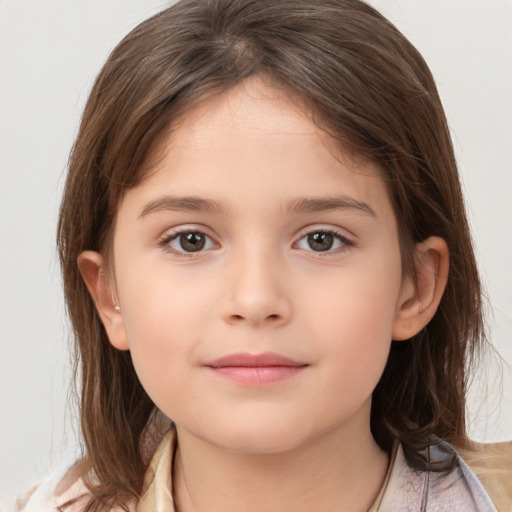 Neutral white child female with medium  brown hair and brown eyes