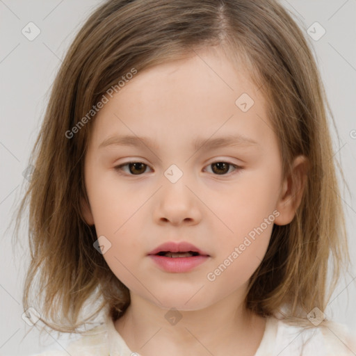 Neutral white child female with medium  brown hair and brown eyes