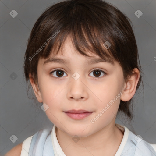 Neutral white child female with medium  brown hair and brown eyes