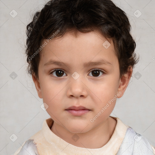 Neutral white child male with short  brown hair and brown eyes