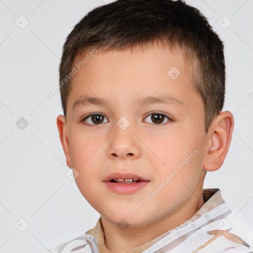 Neutral white child male with short  brown hair and brown eyes