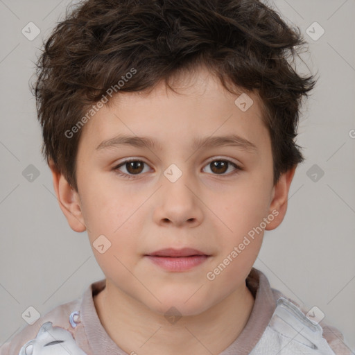 Neutral white child male with short  brown hair and brown eyes