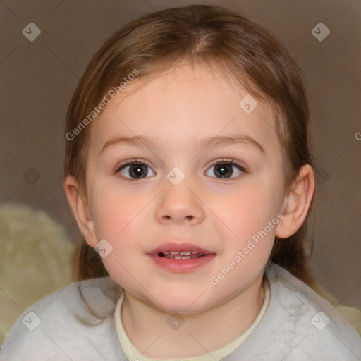 Neutral white child female with medium  brown hair and brown eyes