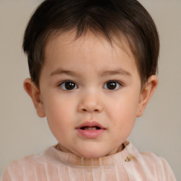 Neutral white child female with short  brown hair and brown eyes