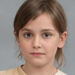 Neutral white child female with medium  brown hair and brown eyes