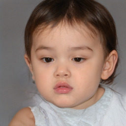 Neutral white child female with short  brown hair and brown eyes