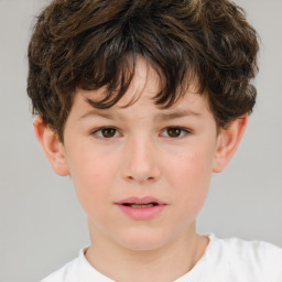 Neutral white child male with short  brown hair and brown eyes