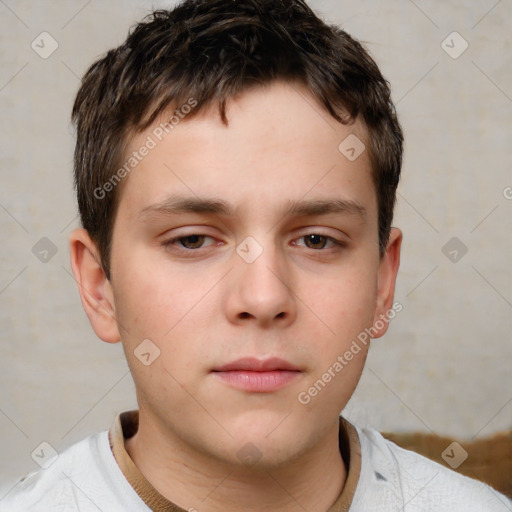 Neutral white child male with short  brown hair and brown eyes