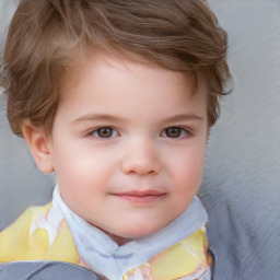 Neutral white child female with short  brown hair and brown eyes