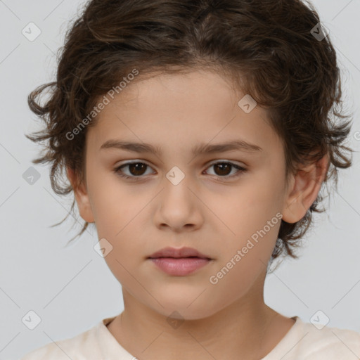 Neutral white child female with medium  brown hair and brown eyes