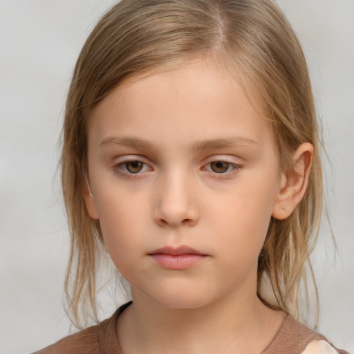 Neutral white child female with medium  brown hair and brown eyes