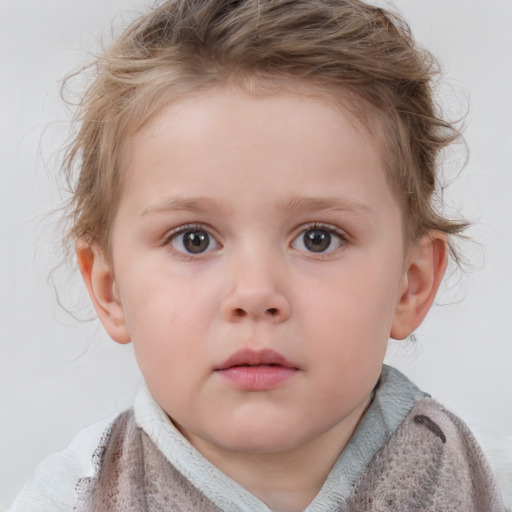 Neutral white child male with short  brown hair and blue eyes