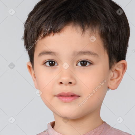 Neutral white child male with short  brown hair and brown eyes