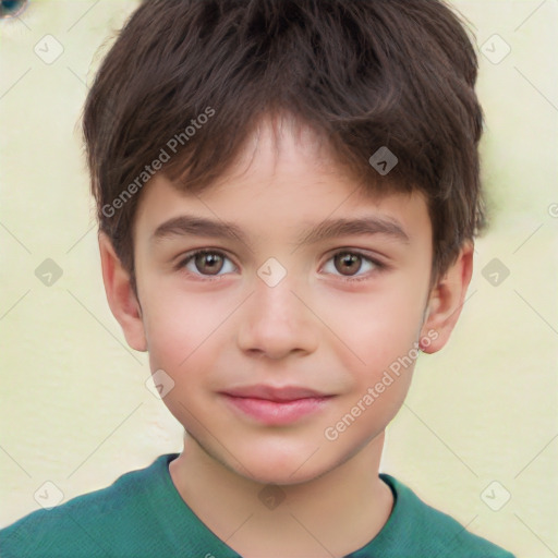 Neutral white child male with short  brown hair and brown eyes