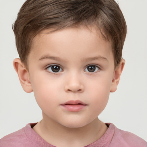 Neutral white child male with short  brown hair and brown eyes