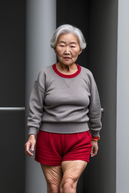 Mongolian elderly female with  gray hair