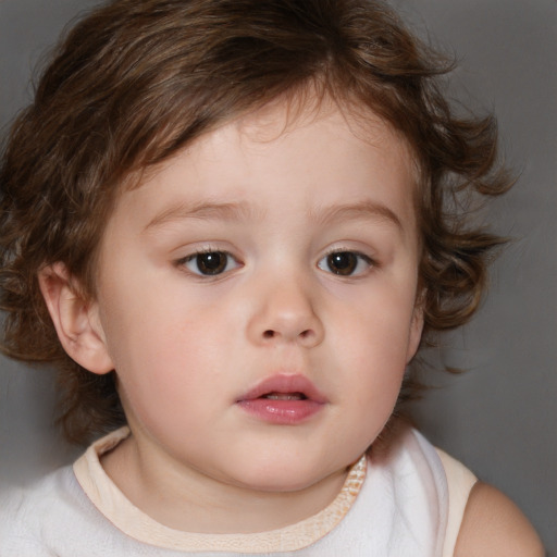 Neutral white child female with medium  brown hair and brown eyes