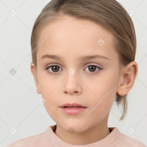 Neutral white child female with short  brown hair and brown eyes