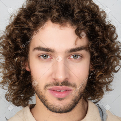 Neutral white young-adult male with medium  brown hair and brown eyes