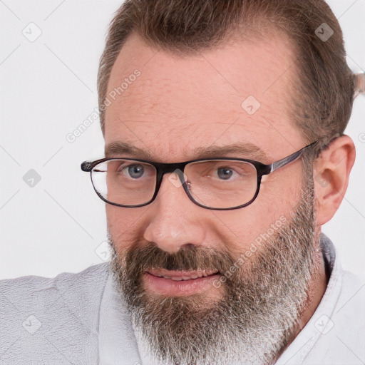 Neutral white adult male with short  brown hair and brown eyes