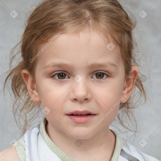 Neutral white child female with medium  brown hair and brown eyes