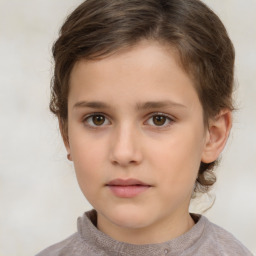 Neutral white child female with short  brown hair and brown eyes