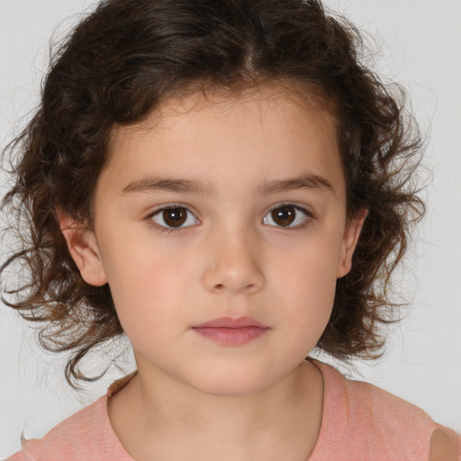 Neutral white child female with medium  brown hair and brown eyes