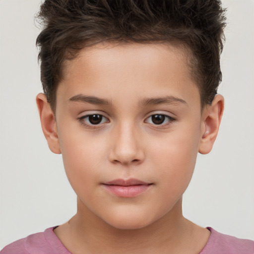 Neutral white child male with short  brown hair and brown eyes