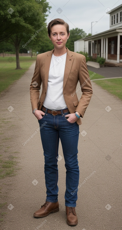 Adult non-binary with  brown hair