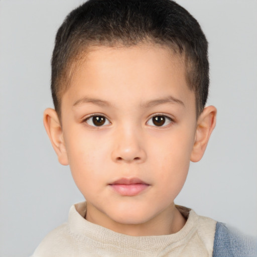 Neutral white child male with short  brown hair and brown eyes