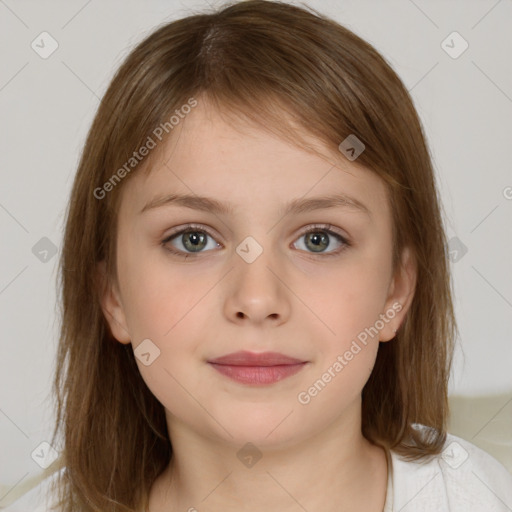 Neutral white child female with medium  brown hair and brown eyes