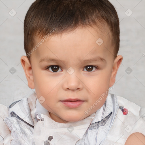 Neutral white child male with short  brown hair and brown eyes