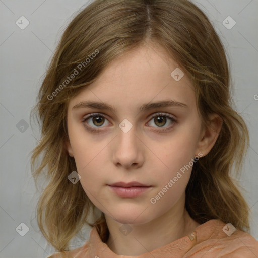 Neutral white child female with medium  brown hair and brown eyes