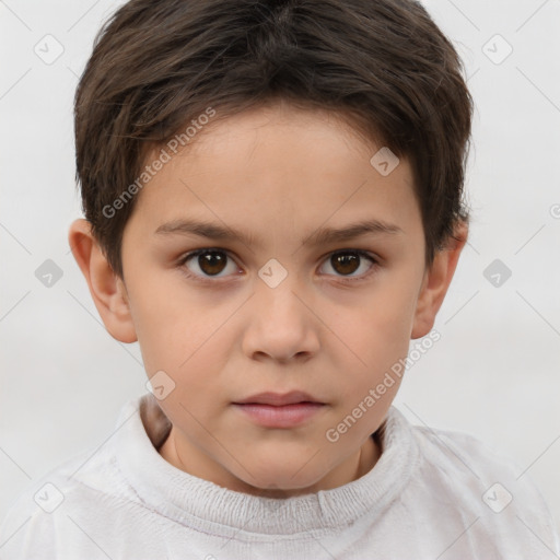 Neutral white child male with short  brown hair and brown eyes