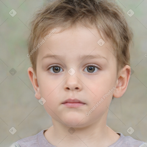 Neutral white child male with short  brown hair and brown eyes