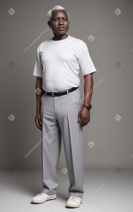 Ugandan middle-aged male with  white hair