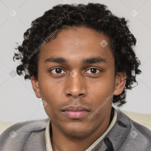 Neutral black young-adult male with short  brown hair and brown eyes