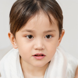 Neutral white child female with short  brown hair and brown eyes