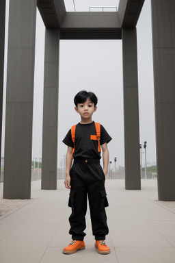 South korean child boy with  black hair