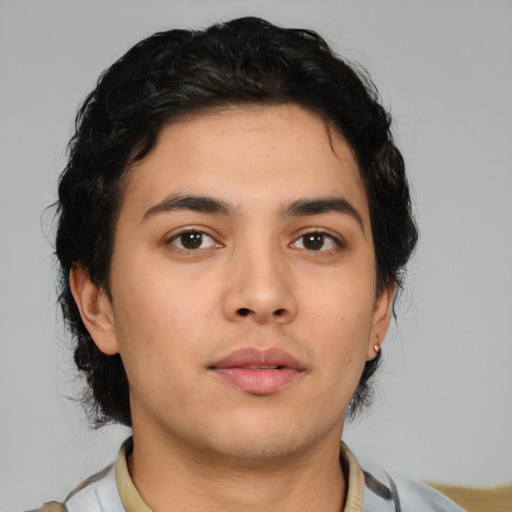 Neutral asian young-adult male with short  brown hair and brown eyes