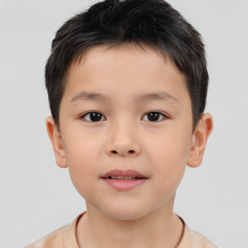 Neutral white child male with short  brown hair and brown eyes