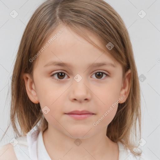 Neutral white child female with medium  brown hair and brown eyes