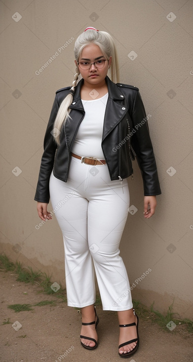 Bolivian teenager girl with  white hair