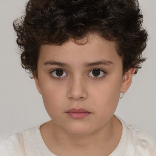 Neutral white child female with short  brown hair and brown eyes