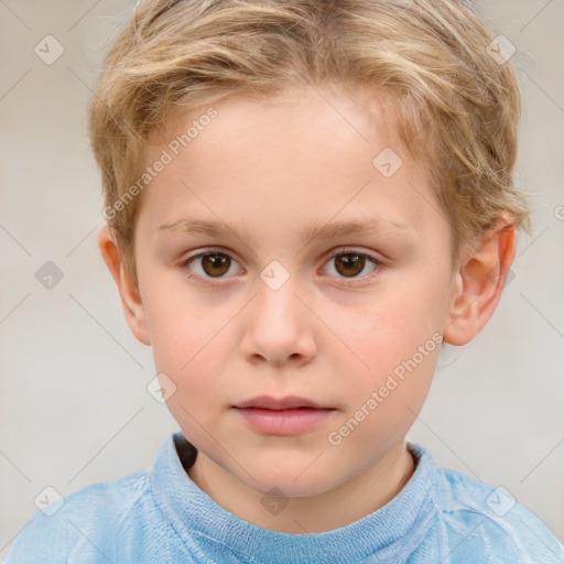 Neutral white child male with short  brown hair and brown eyes