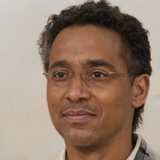 Neutral black adult male with short  brown hair and brown eyes