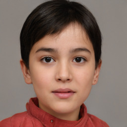 Neutral white child female with short  brown hair and brown eyes