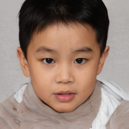 Neutral asian child male with short  brown hair and brown eyes